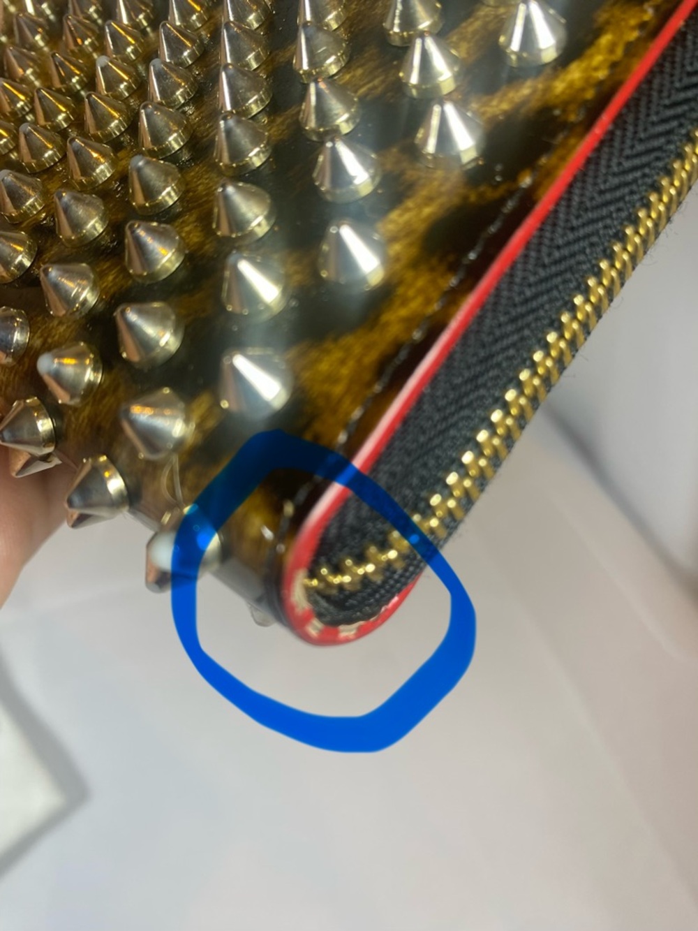 Christian Louboutin Black & Gold Patent Leather Studded Wallet/Clutch - Picture 7 of 15